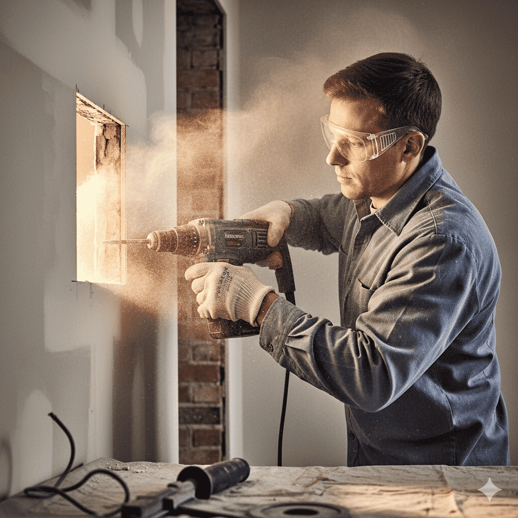 Como instalar una caja fuerte. Paso 3: abre hueco en la pared