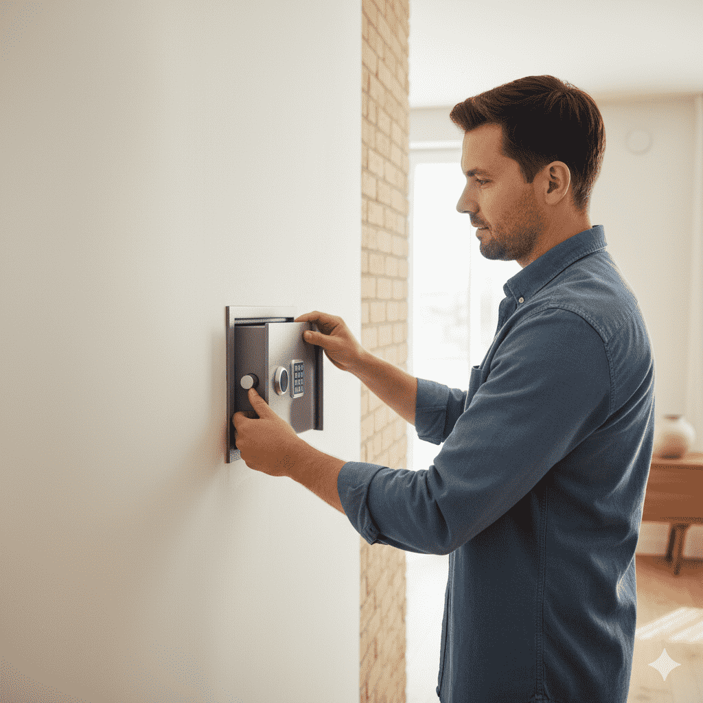 Como instalar una caja fuerte. Paso 5: coloca la caja fuerte en el hueco de la pared
